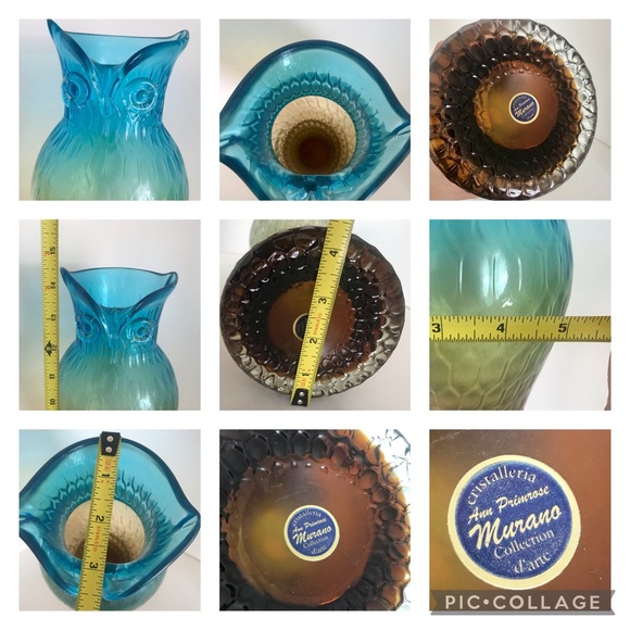 1970s Gradient Murano Glass Sculpted Owl Vase Vintage Excellent Condition! 14.5” - Picture 15 of 15